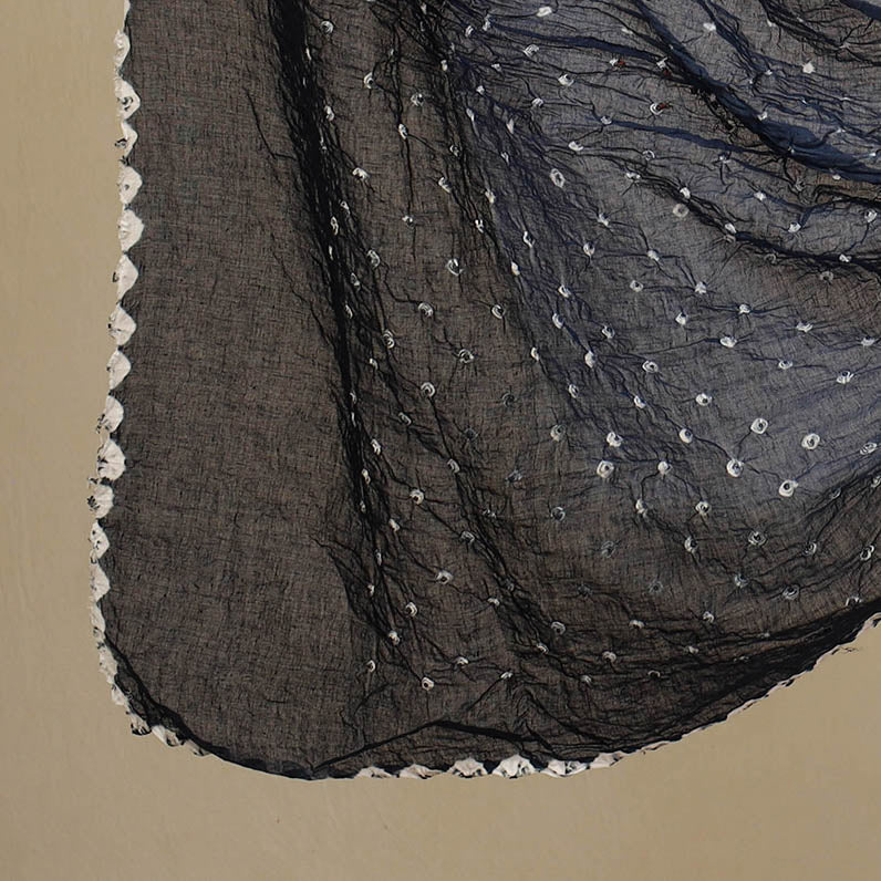 Blue 3pc Tie & Dye Satin Cotton Bandhani Dress Material