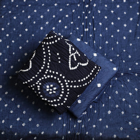 Blue 3pc Tie & Dye Satin Cotton Bandhani Dress Material