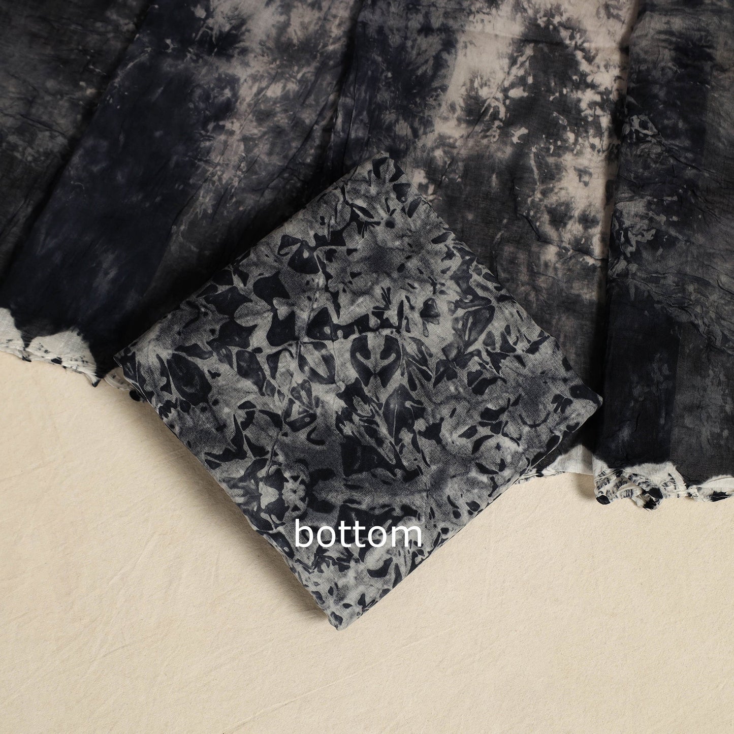 Blue - 3pc tie & dye satin cotton shibori bandhani