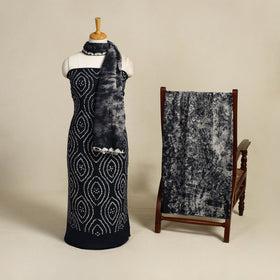 Blue - 3pc tie & dye satin cotton shibori bandhani