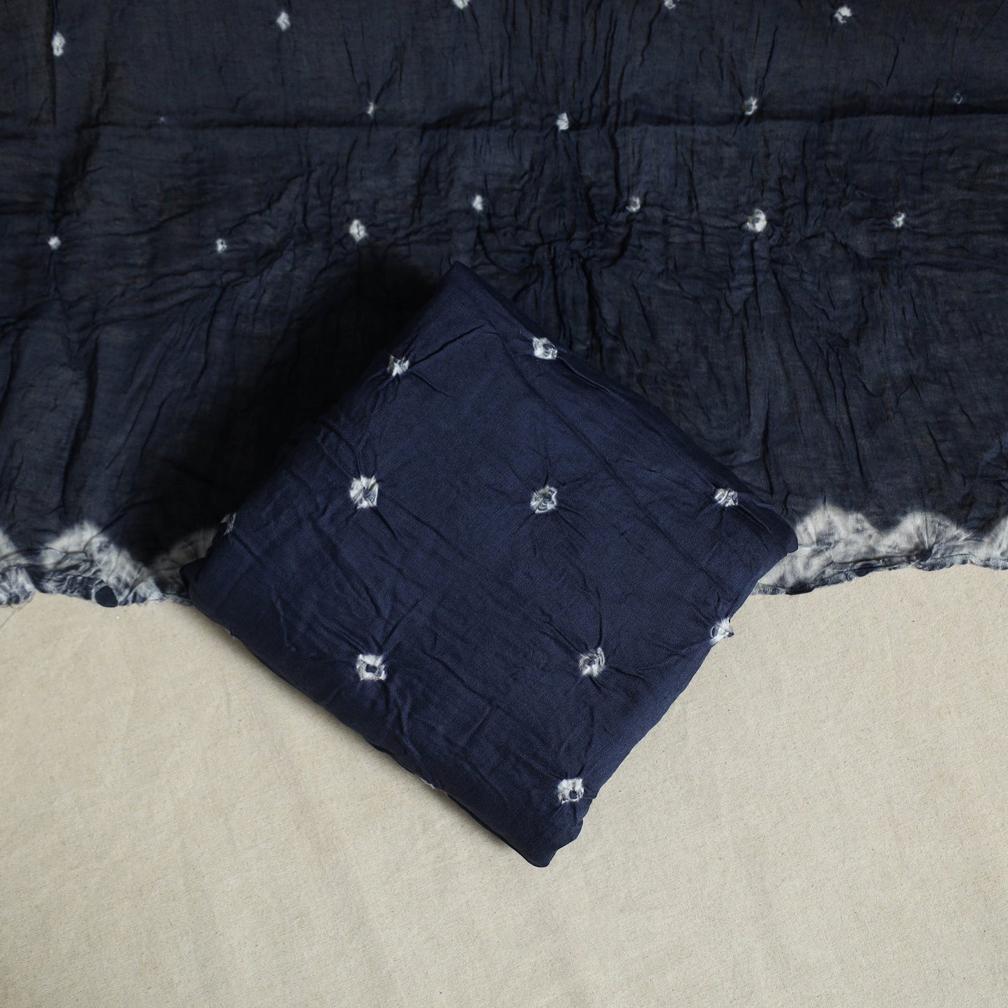 Blue 3pc Unstitched Kutch Bandhani Dress Material