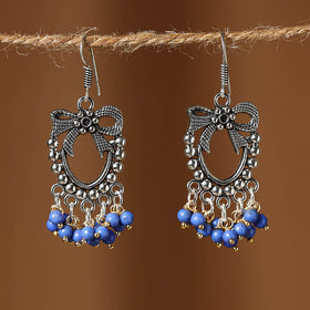 Blue Aadhya German Silver Beaded Earrings 