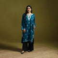 Blue - aari hand embroidery kashmiri merino wool pheran 27