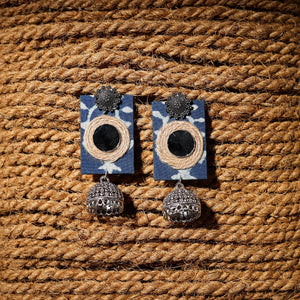 Blue - abira handcrafted gs fabart jhumki earrings
