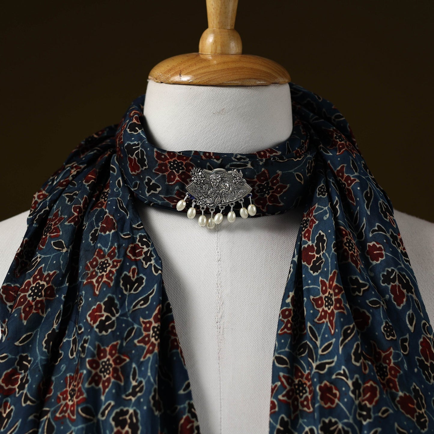 Modal silk pendant necklace scarf 32 - handcrafted