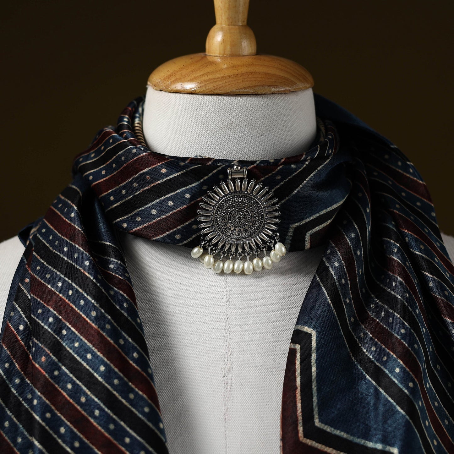 Modal silk pendant necklace scarf 35 - handcrafted
