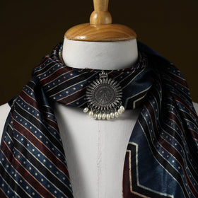 Modal silk pendant necklace scarf 35 - handcrafted
