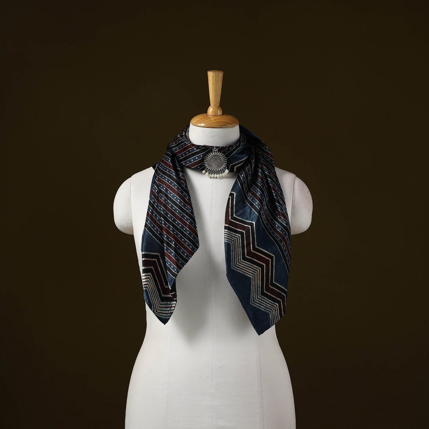 Modal silk pendant necklace scarf 35 - handcrafted
