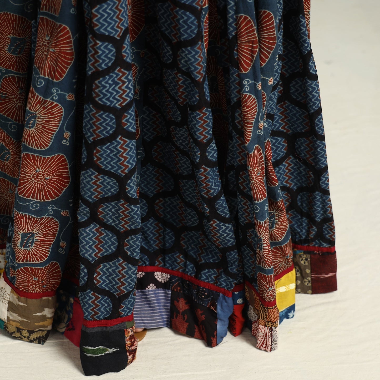Blue - printed 24 kali patchwork cotton long skirt 15