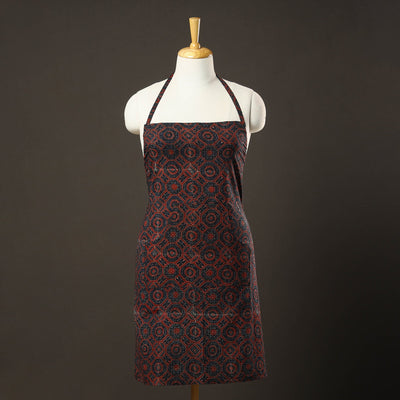 Blue Ajrakh Print Cotton Apron with Pocket 