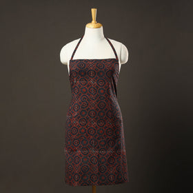 Blue Ajrakh Print Cotton Apron with Pocket 
