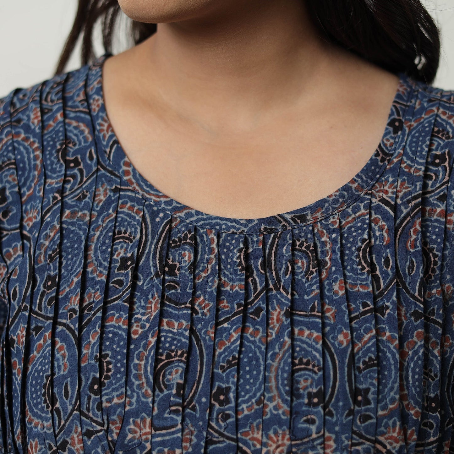 Blue - Ajrakh Block Printed Cotton Crop Top 07