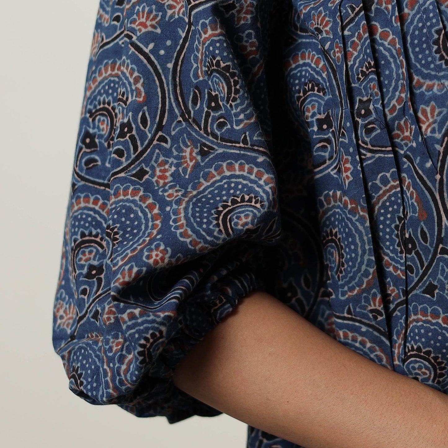 Blue - Ajrakh Block Printed Cotton Crop Top 07