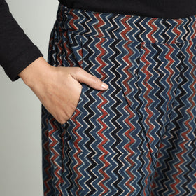Blue - Ajrakh Block Printed Cotton Elasticated Palazzo