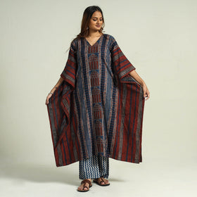  Ajrakh Kaftan with Palazzo & Dupatta Set
