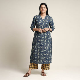 Ajrakh Kurta with Palazzo & Dupatta Set
