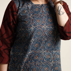 Buy Ajrakh Block Printed Cotton Kurta with Palazzo & Dupatta Set Online at iTokri.com