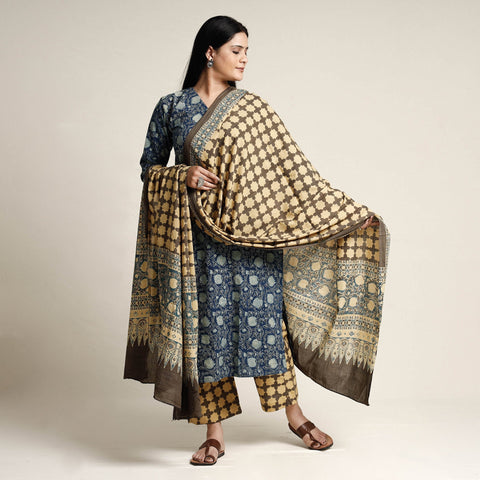 Ajrakh Kurta with Palazzo & Dupatta Set
