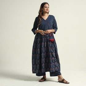 Buy Ajrakh Block Printed Cotton Kurta with Palazzo Set Online at iTokri.com