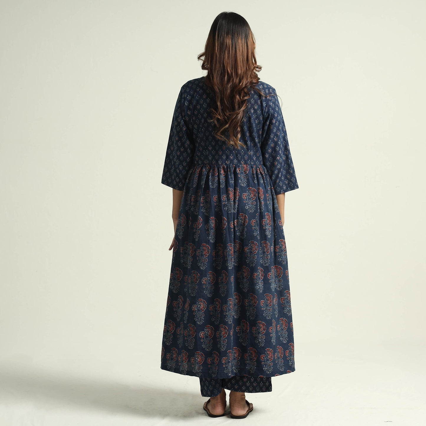 Buy Ajrakh Block Printed Cotton Kurta with Palazzo Set Online at iTokri.com