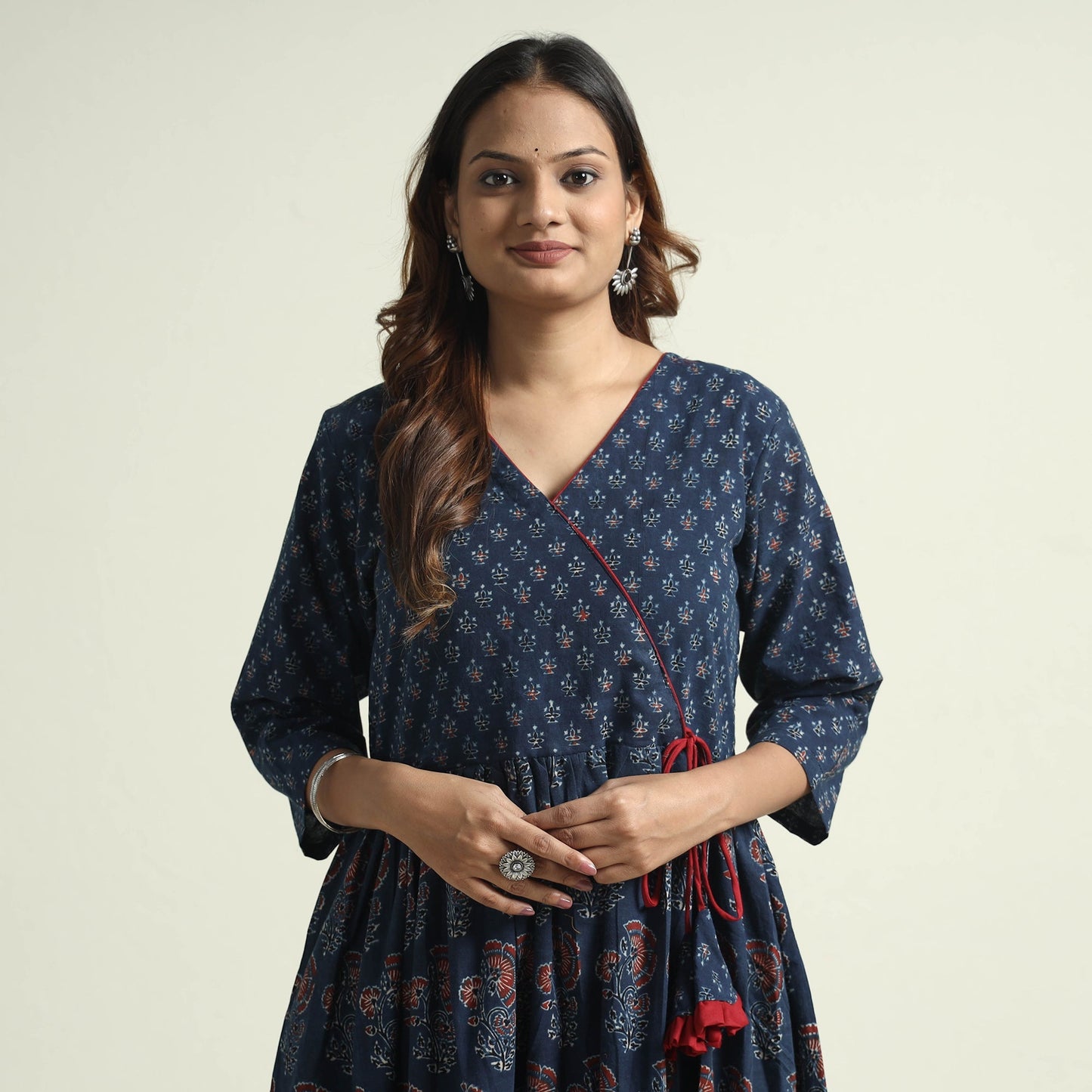 Buy Ajrakh Block Printed Cotton Kurta with Palazzo Set Online at iTokri.com