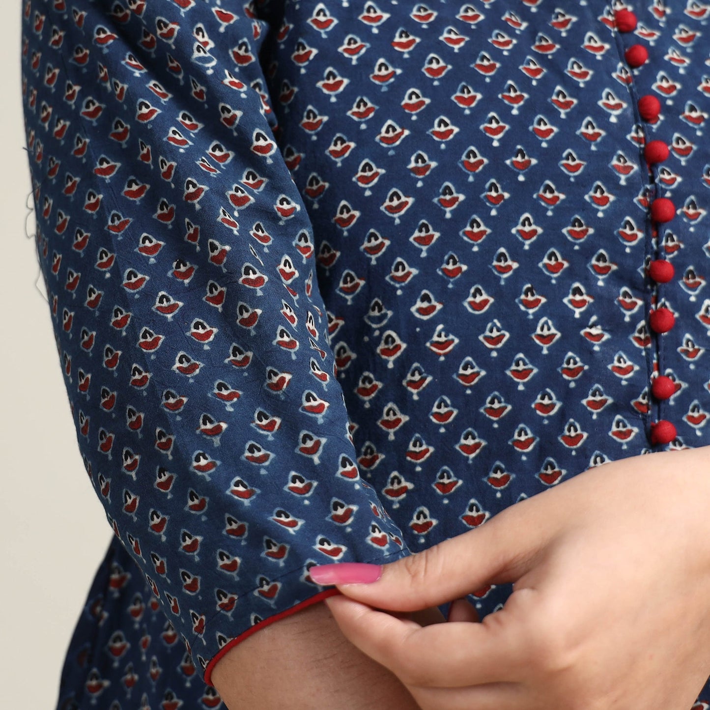  Ajrakh Block Printed Cotton Long Kurta for Women