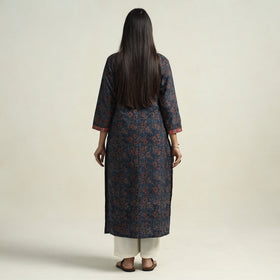 Blue - Ajrakh Block Printed Cotton Straight Kurta