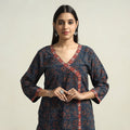 Blue - Ajrakh Block Printed Cotton Straight Kurta