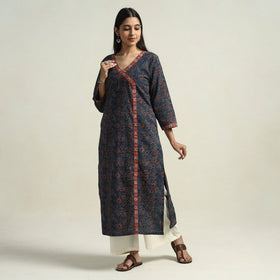 Blue - Ajrakh Block Printed Cotton Straight Kurta