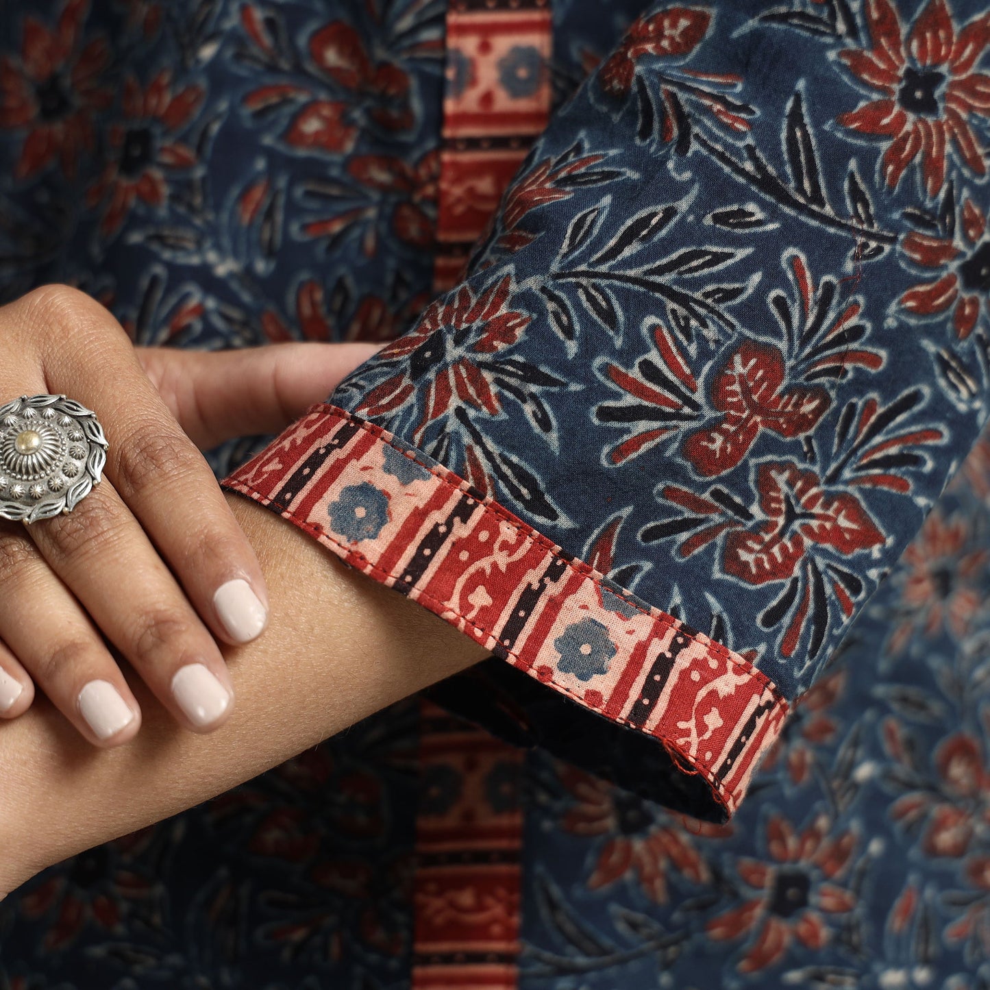 Blue - Ajrakh Block Printed Cotton Straight Kurta