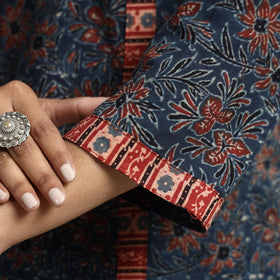 Blue - Ajrakh Block Printed Cotton Straight Kurta