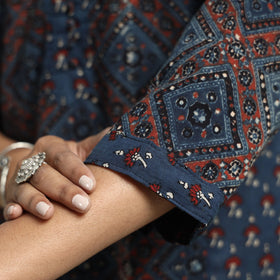 Buy Ajrakh Block Printed Cotton Straight Kurta with Patch Online at iTokri.com