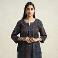 Buy Ajrakh Block Printed Cotton Straight Kurta with Patch Online at iTokri.com