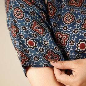 Printed half sleeve cotton crop top - handcrafted