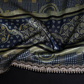 Printed modal silk blouse piece with lace work 29