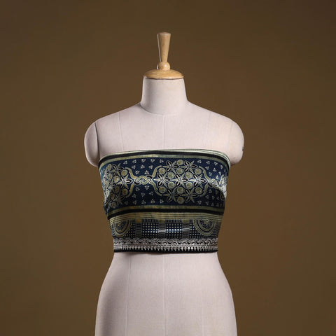Printed modal silk blouse piece with lace work 29