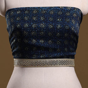 Printed modal silk blouse piece with lace work 35