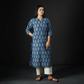 Buy Ajrakh Block Printing Cotton Long Kurta for Women