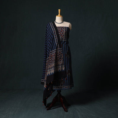 Ajrakh hand block print natural dyed cotton 2pc unstitched