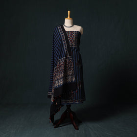 Ajrakh hand block print natural dyed cotton 2pc unstitched