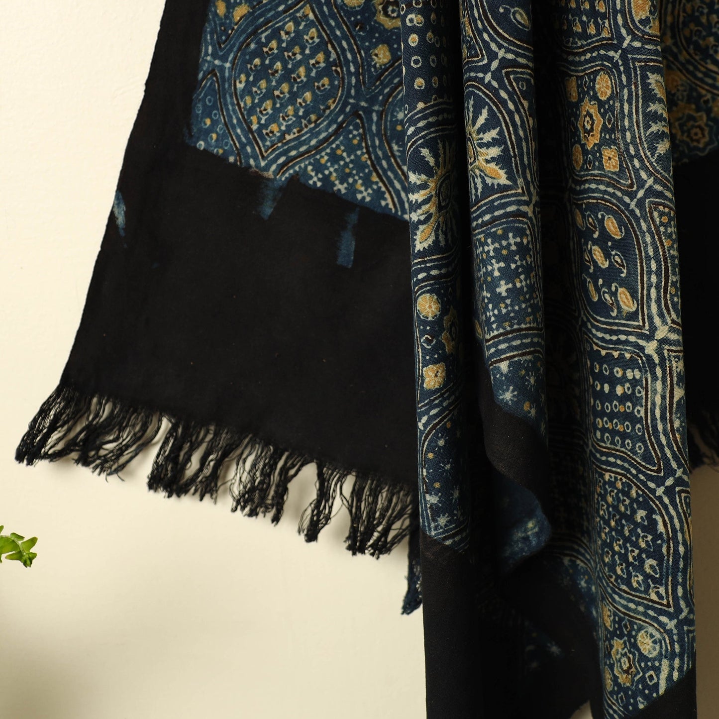 Buy Blue Handloom Block Print Cotton Ajrakh Towel