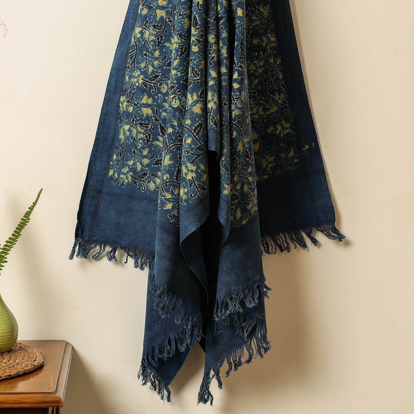 Blue Block Print Cotton Ajrakh Handloom Towel