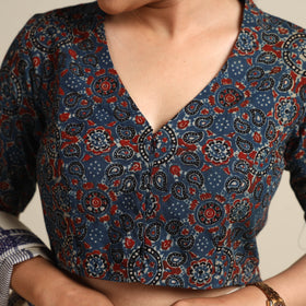 Printed cotton stitched blouse - handcrafted