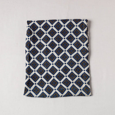 Blue Modal Silk Bagh Hand Block Precut fabric