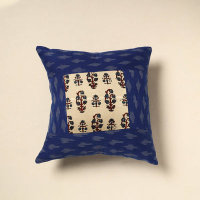 Blue - patch ikat cushion cover 17 - handcrafted