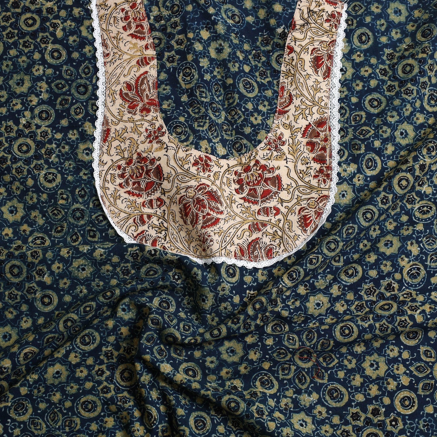 Blue - patchwork cotton unstitched kurta material (2.6m) 34