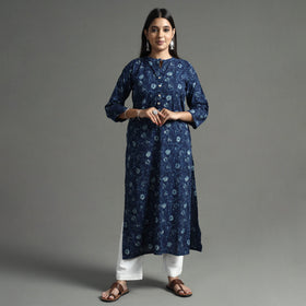 Akola Block Printed Cotton Long Straight Kurta 