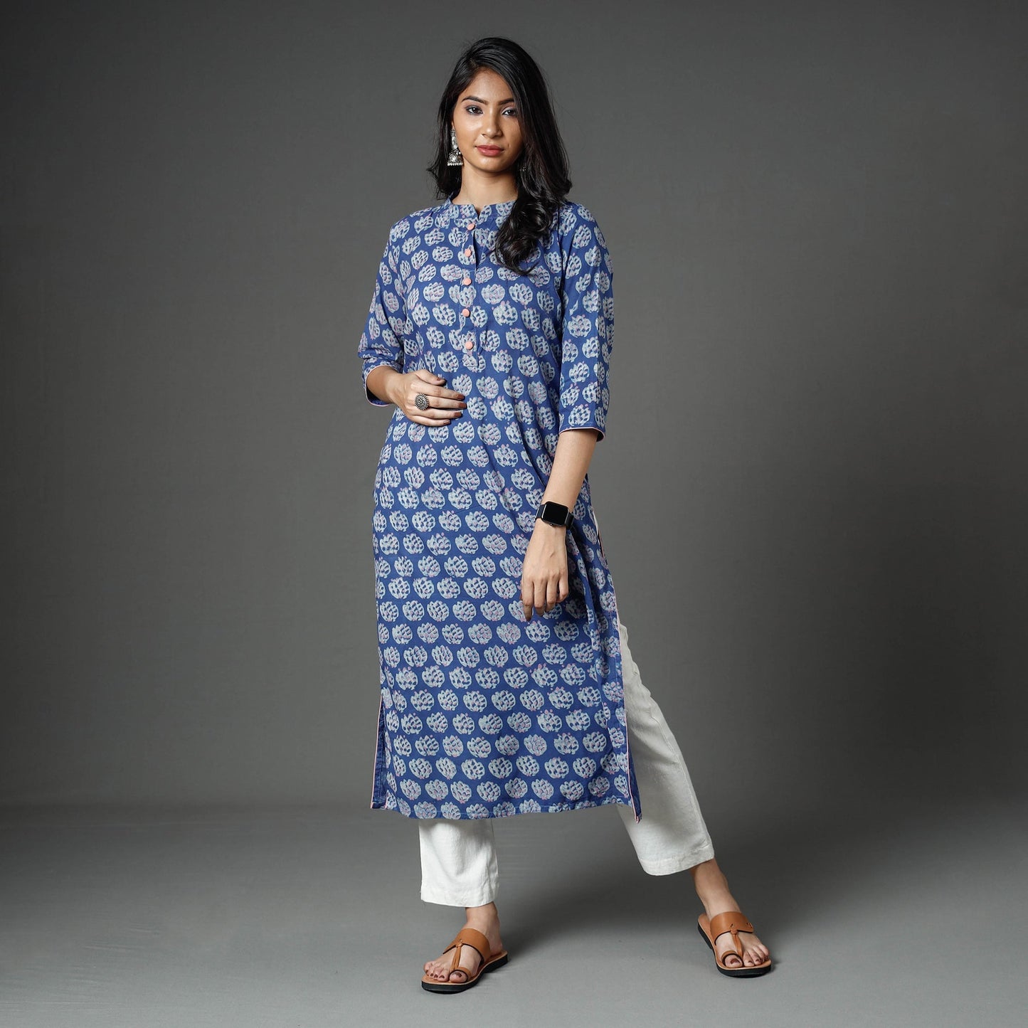 Buy Akola Block Printed Cotton Long Kurta Online l iTokri.com