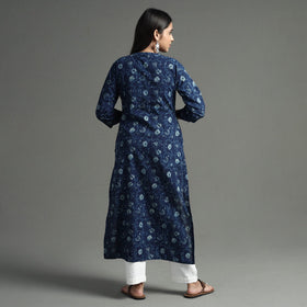  Akola Block Printed Cotton Long Straight Kurta 