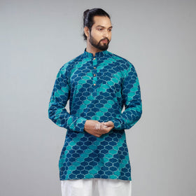 Buy Akola Block Printed Cotton Men Short Kurta Online at iTokri.com